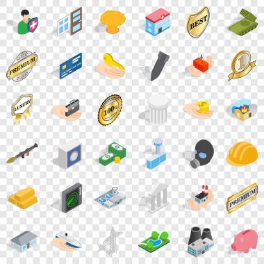 Hastane Icons set, izometrik stili