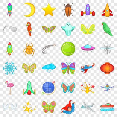 Havai fişek simgeleri ayarlandı, çizgi film biçimi