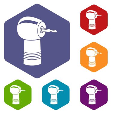 Diş matkap simgesi, basit siyah stil