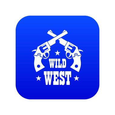 Vahşi batı revolver simgesi mavi vektörü