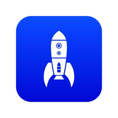 Roket retro simgesi mavi vektör