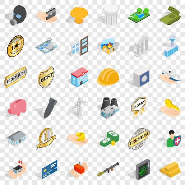 Building icons set, isometric style — Stock Vector