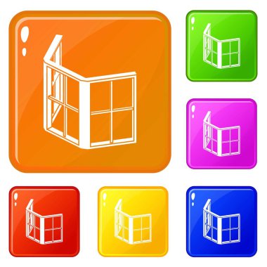 Cephe pencere çerçeve simgeler vektör renk ayarla