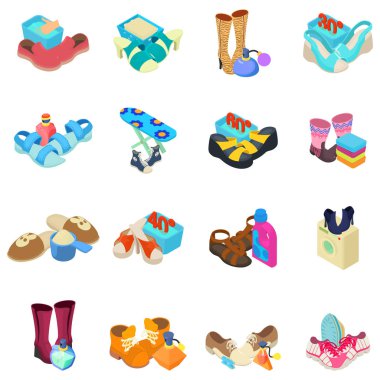 Ayakkabı boyası simgeleri seti, isometrik stil
