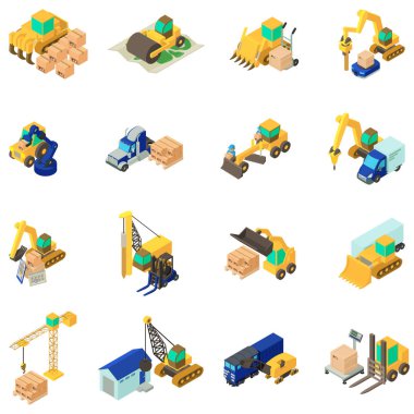 Yenileme çalışma simgeleri seti, isometrik stil