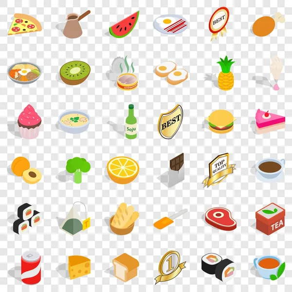 Bakkerij winkel iconen set, isometrische stijl — Stockvector