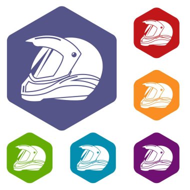 Motosiklet kask yarış simgeleri vektör hexahedron