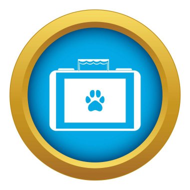 Hayvanlar için bavul mavi vektör izole edildi