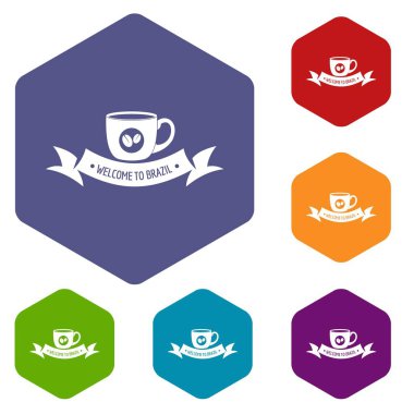 Brezilya kahve simgeleri vektör hexahedron