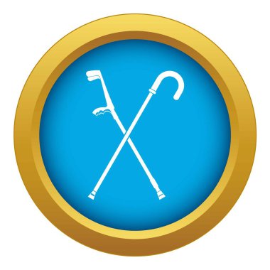 Baston simgesi mavi vektör izole yürüme