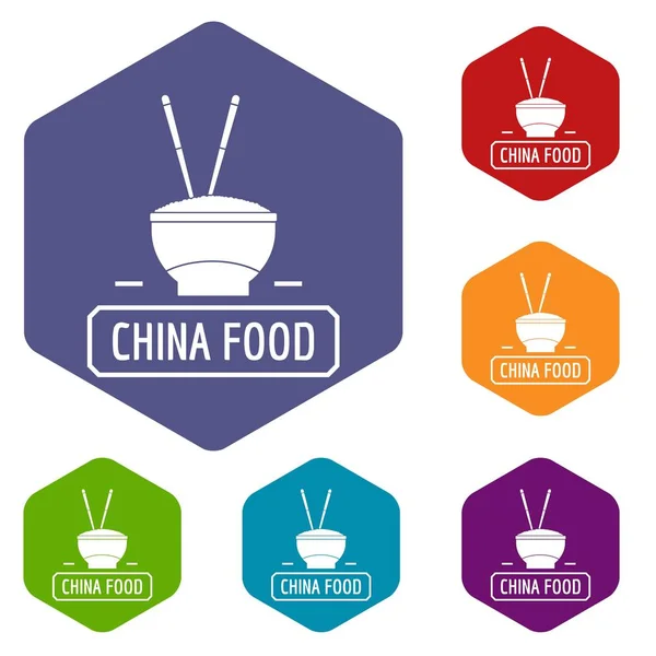China alimentos iconos vector hexaedro — Vector de stock