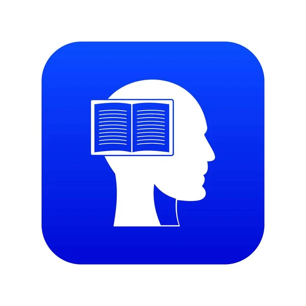 Hlava s otevřenou ikonou knihy digitální modrá — Stockový vektor
