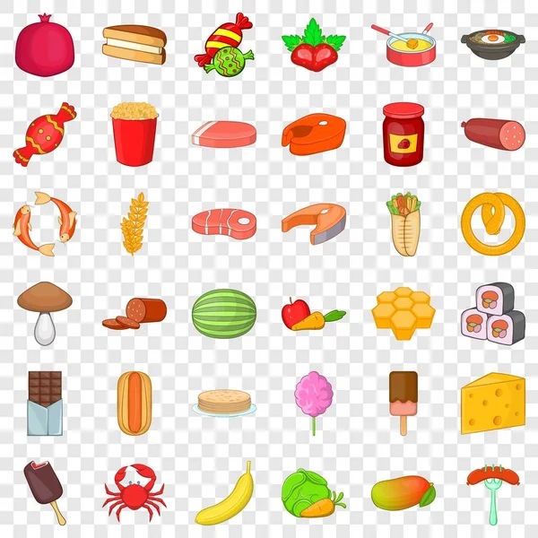 Banaan iconen set, cartoon stijl — Stockvector