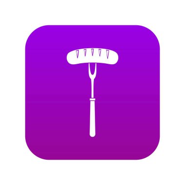 Sosis üzerinde bbq çatal simgesi dijital mor