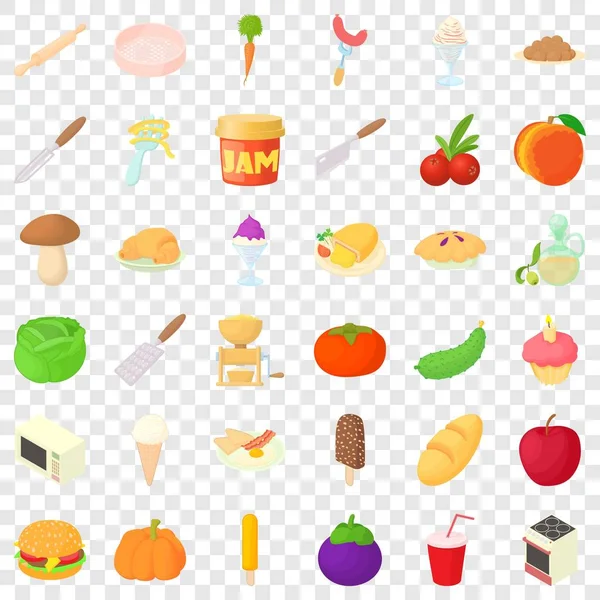 Conjunto de ícones de cozinha, estilo cartoon —  Vetores de Stock