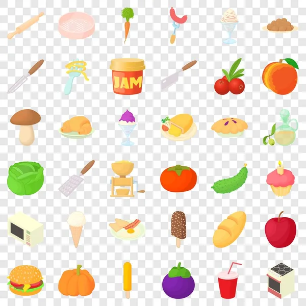 Conjunto de iconos de cocina, estilo dibujos animados — Vector de stock