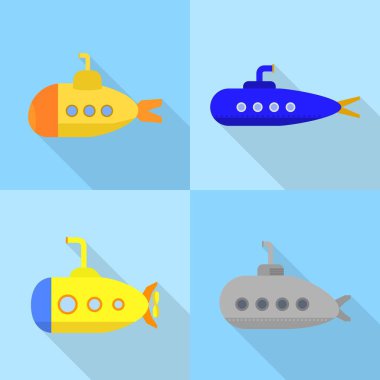 Periskop simgeleri seti, düz stil