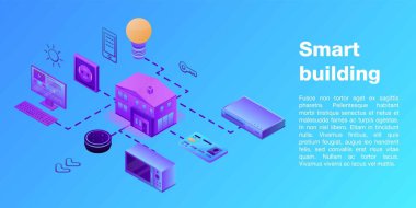 Akıllı bina kavramı afiş, izometrik tarzı