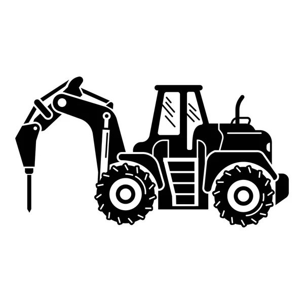 Fúrógép traktor ikon, egyszerű stílus — Stock Vector