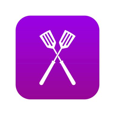 İki metal spatula simgesi dijital mor