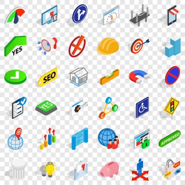 Çözüm Icons set, izometrik stili