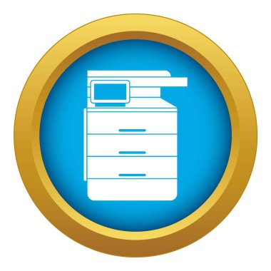 Çok amaçlı cihaz, faks, fotokopi makinesi ve tarayıcı simgesi mavi vektör izole