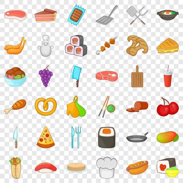 Koken iconen set, cartoon stijl — Stockvector