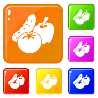 Sebze gıda simgeler vektör renk ayarla