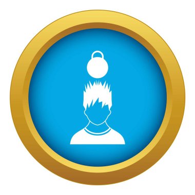 Baş simgesi mavi vektör izole üzerinde ağırlığı olan adam