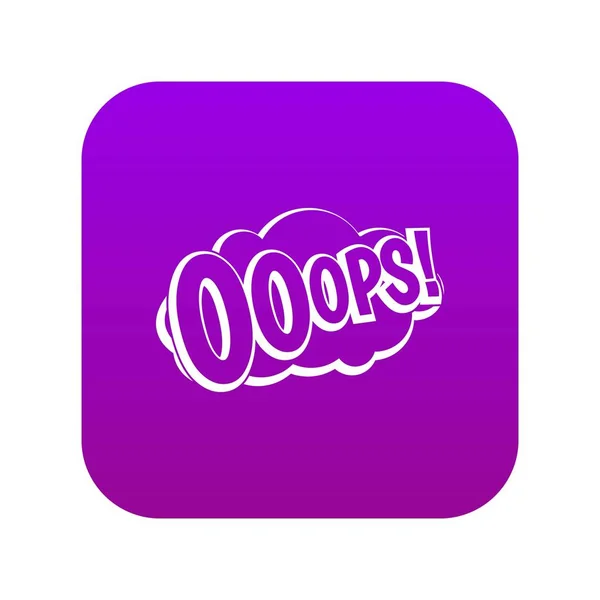 OOOPS, icône d'explosion de bande dessinée numérique violet — Image vectorielle