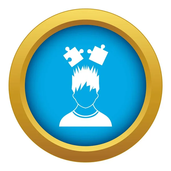 Man met puzzels over hoofd pictogram blauwe vector geïsoleerd — Stockvector