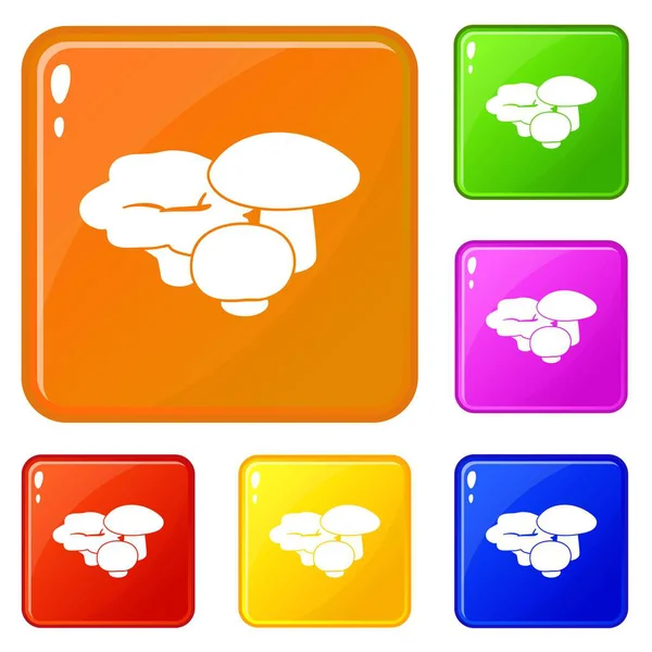 Mushrooms icons set vector color — Stock Vector