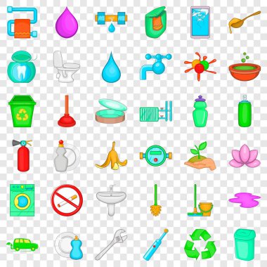 Ekoloji Icons set, karikatür tarzı