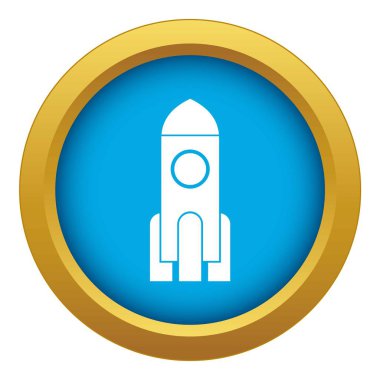 Roket simgesi mavi vektör izole