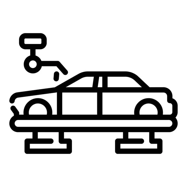 Linea di assemblaggio auto icona, stile contorno — Vettoriale Stock