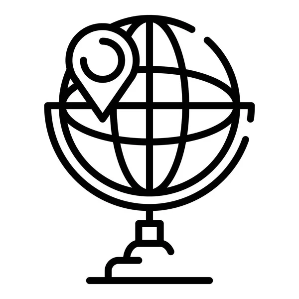 Globe kaart PIN pictogram, omtrek stijl — Stockvector