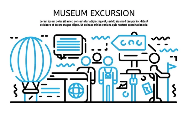 Museum excursie banner, stijl van de omtrek — Stockvector