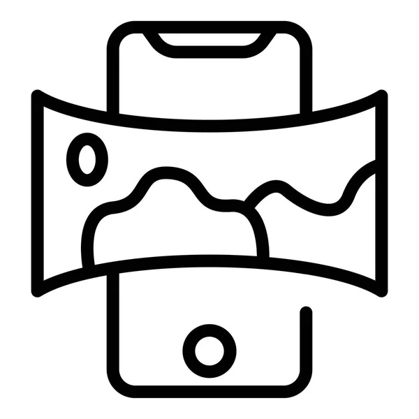 Vr-Panorama-Symbol, Umrissstil — Stockvektor