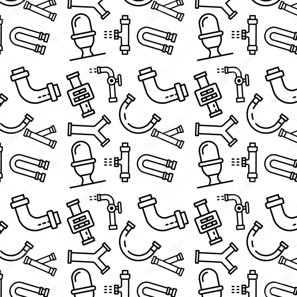 House plumbing pattern. Outline illustration of house plumbing vector pattern for web design