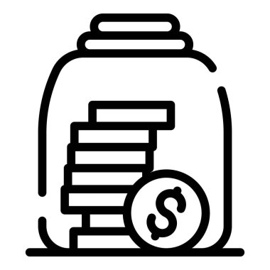 Cam kavanoz simgesi, anahat tarzı para para