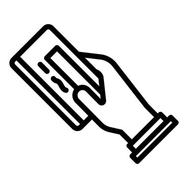 Adam kredi kartı simgesi, anahat tarzı ile ödeme