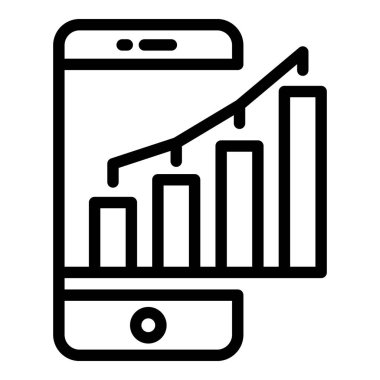 Akıllı telefon para grafiği simgesi, anahat stili