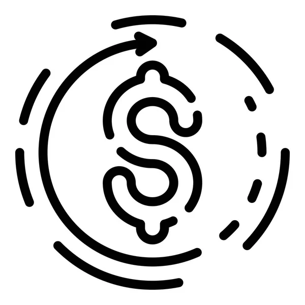 Ikona monety dolarowej, styl konturu — Wektor stockowy
