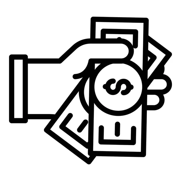 Ícone de nota de dinheiro de mão, estilo esboço — Vetor de Stock