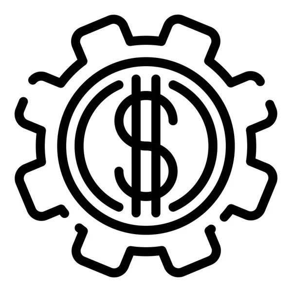 Dollar money gear icon, outline style — Stock Vector