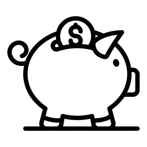 Piggy bank icon, outline style — Stock Vector