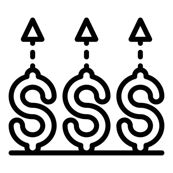 Dollar Grow-pictogram, overzichts stijl — Stockvector