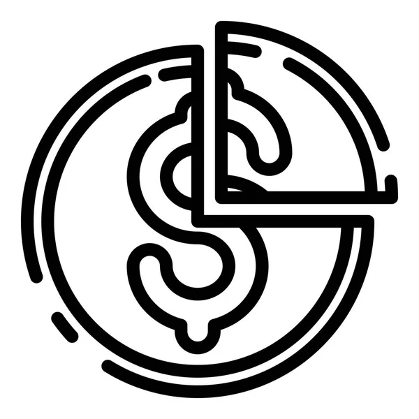 Dólar icono de pastel de moneda, estilo de esquema — Archivo Imágenes Vectoriales