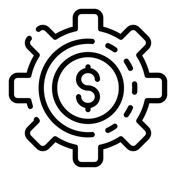 Finance money gear icon, outline style — Stock Vector