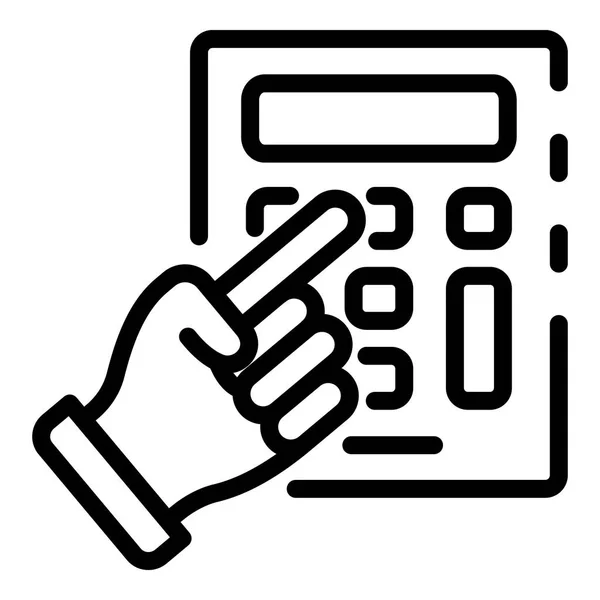 Mostrar a mano en el icono de la calculadora, el estilo del esquema — Vector de stock